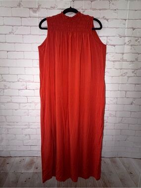 a new day Sleeveless Smocked Neck Maxi Dress - Red Orange Size Small
